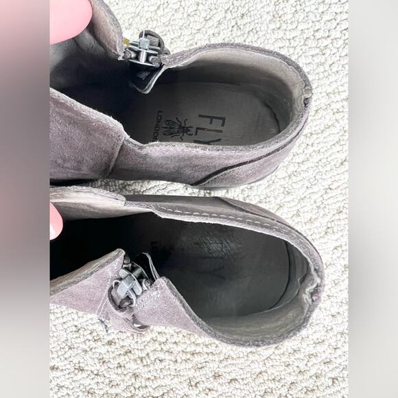 Fly London NWT Shar brown suede boots zip up heeled booties classic spring 5.5/6 - Picture 7 of 10